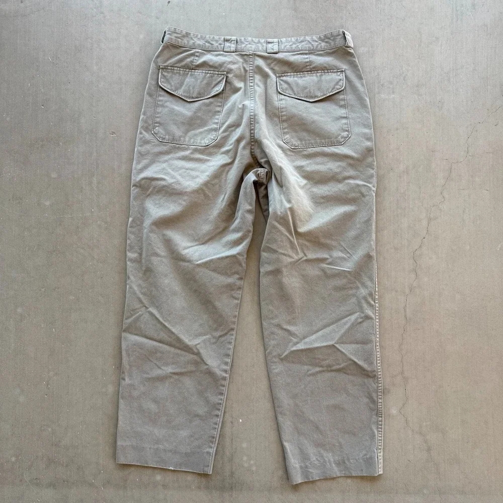 Vintage Banana Republic Khaki Utility Chino Pants Tan Pleated Straight Leg 38